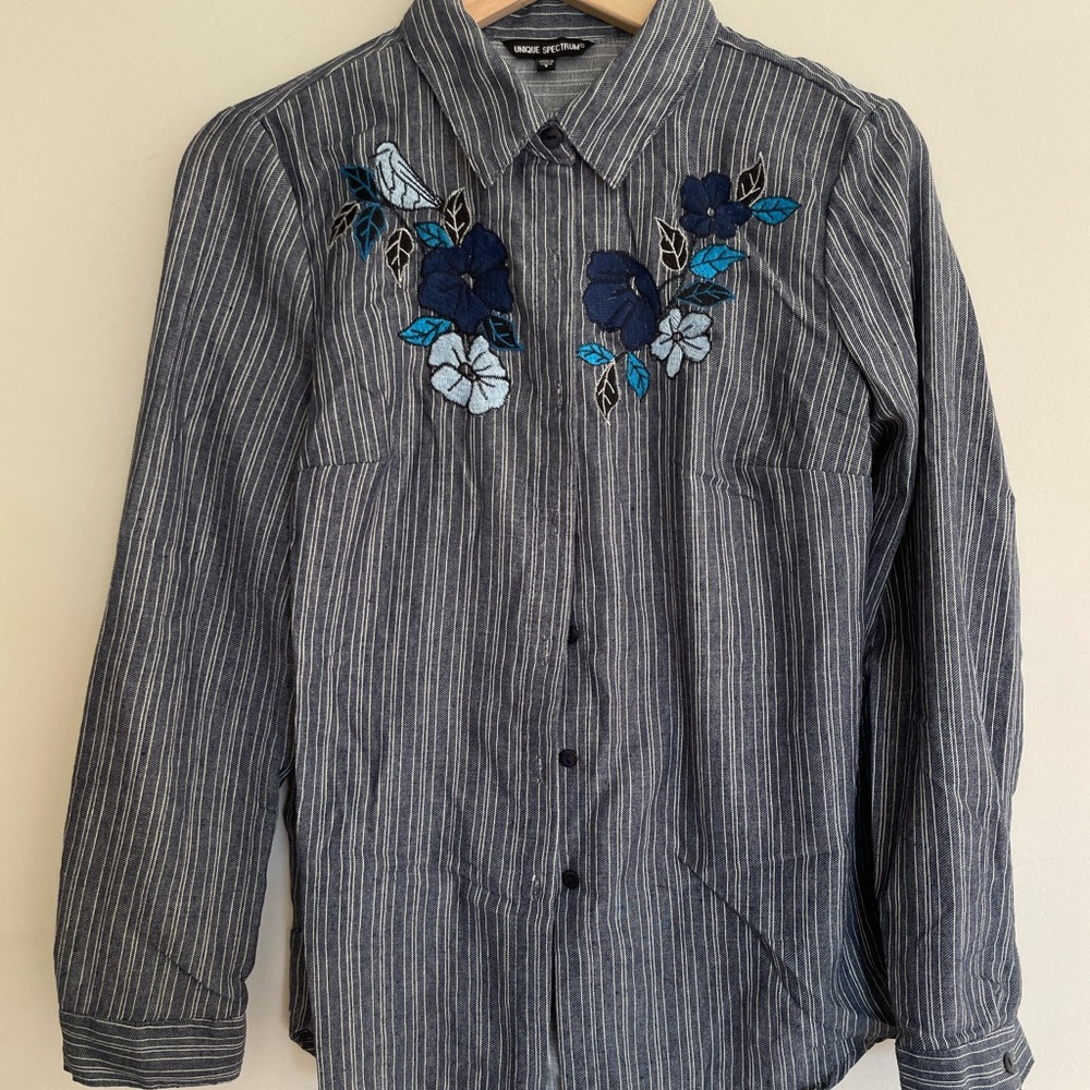 Embroidered button down